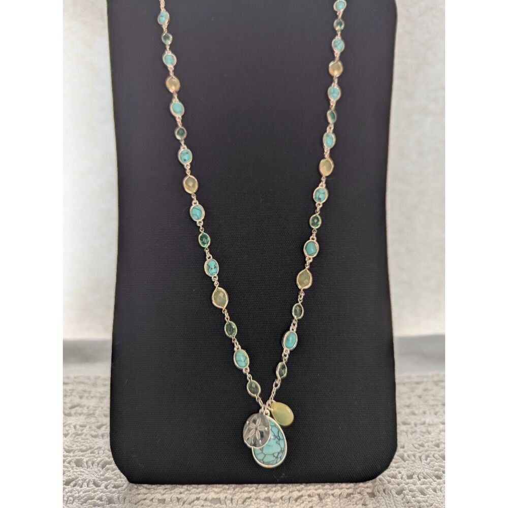 Beachy Sand Dollar Turquoise Necklace